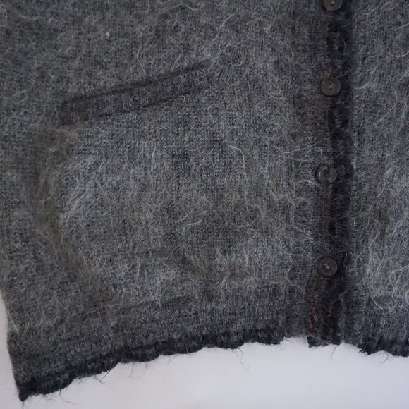 Oster Charcoal Floral Felted Button Cardigan Wool Heritage Boho Grandmacore 52 - Picture 6 of 13